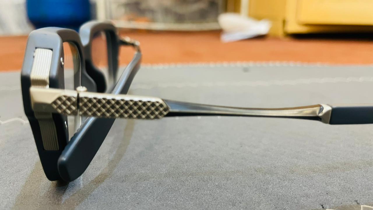 Matte Black Geometric Eyeglasses | Knurled Metal Temples | Saad Optics