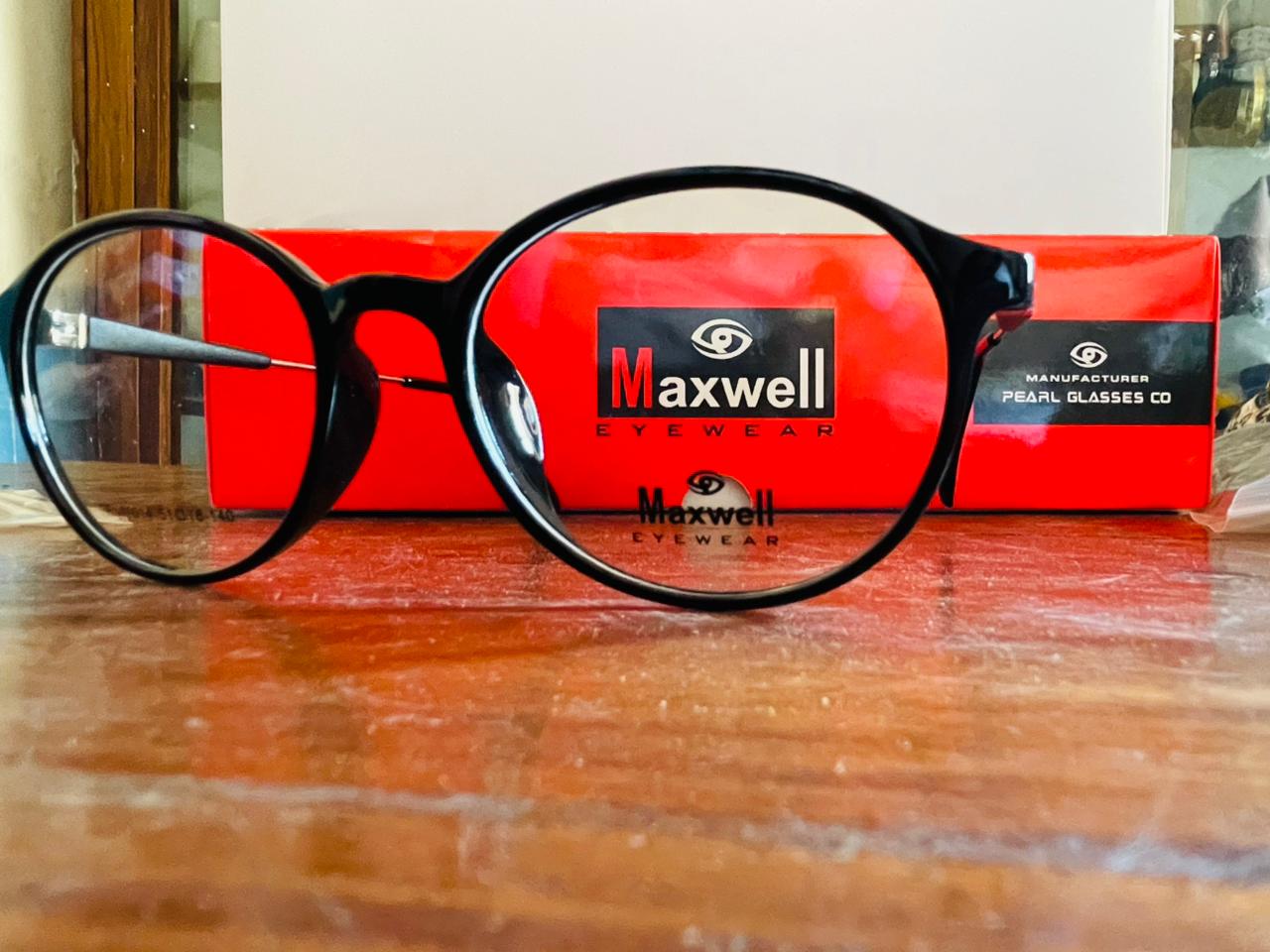 Maxwell Clear Round Eyeglasses | Pink-Tint Acetate & Metal Temples | Saad Optics