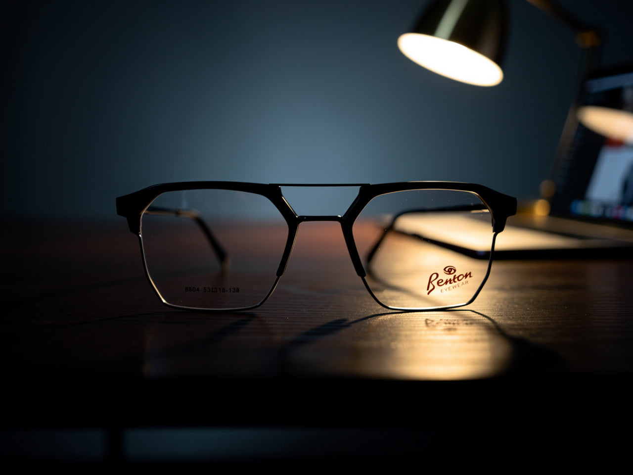 Benton 8804 Geometric Double Bridge Eyeglasses | Black Hexagonal Frame | Saad Optics