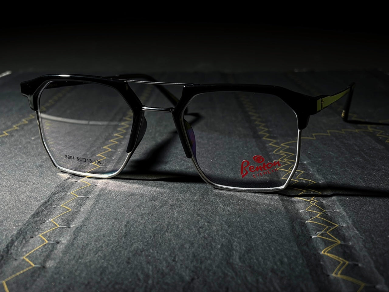 Benton 8804 Geometric Double Bridge Eyeglasses | Black Hexagonal Frame | Saad Optics