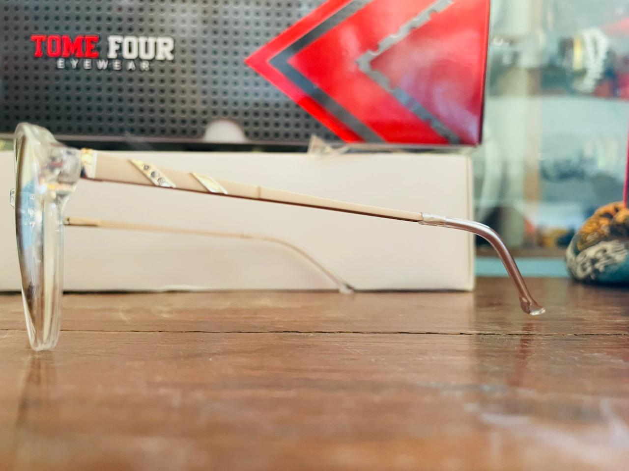 Proposal S76016 Clear Round Eyeglasses | Gold Temple Detail | Women's TR90 Frame | Saad Optics