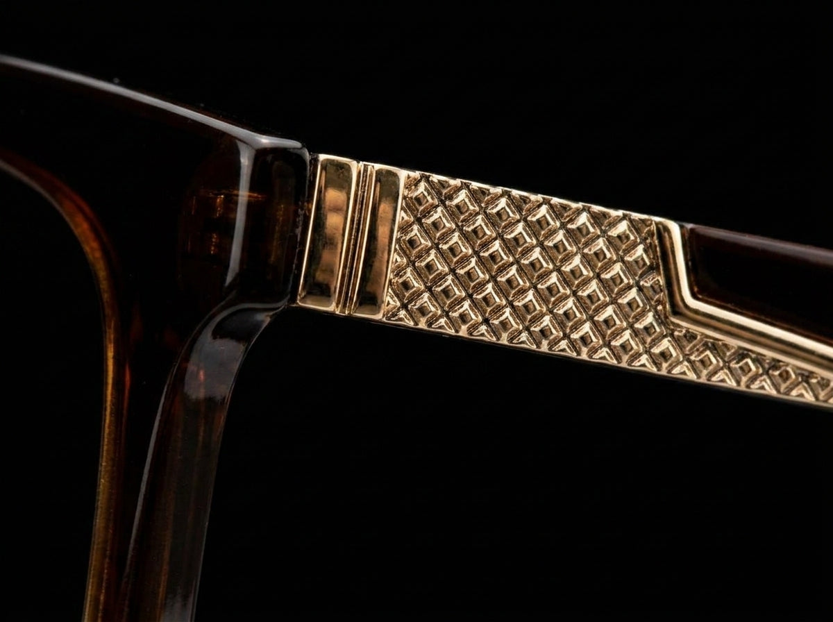 Kocole Eyewear Classic Brown Acetate Glasses | Gold Temple Detail | Saad Optics