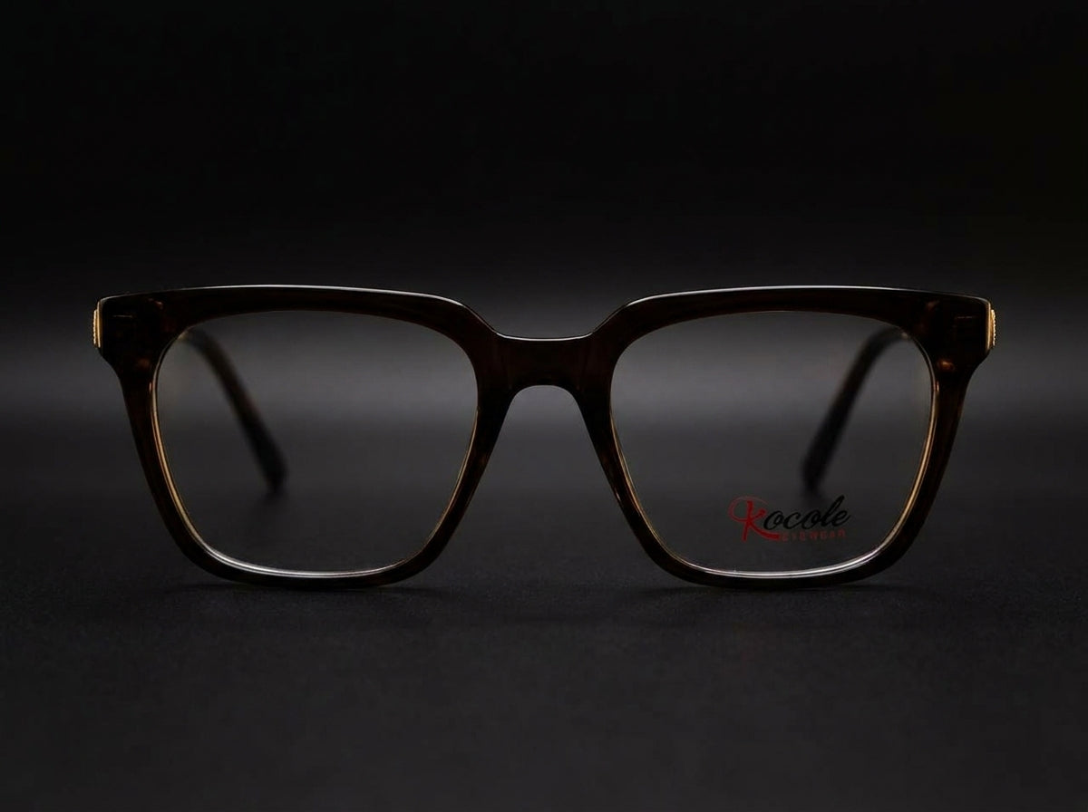 Kocole Eyewear Classic Brown Acetate Glasses | Gold Temple Detail | Saad Optics
