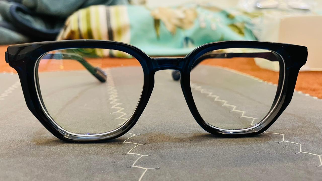 Navy Blue Browline Eyeglasses | Geometric Clubmaster Frame | Saad Optics