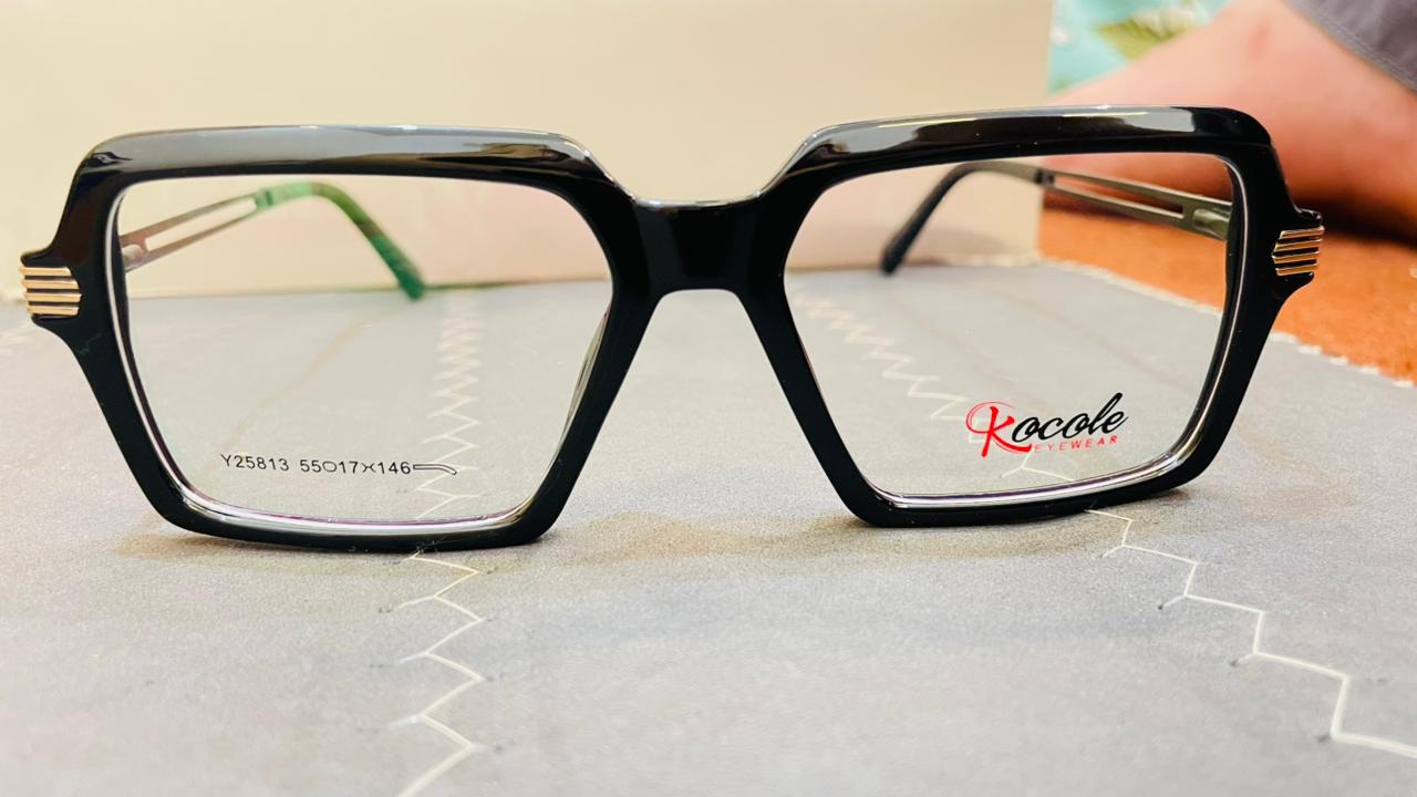Kocole Y25813 Oversized Double Bridge Glasses | Black Geometric Frame | Saad Optics