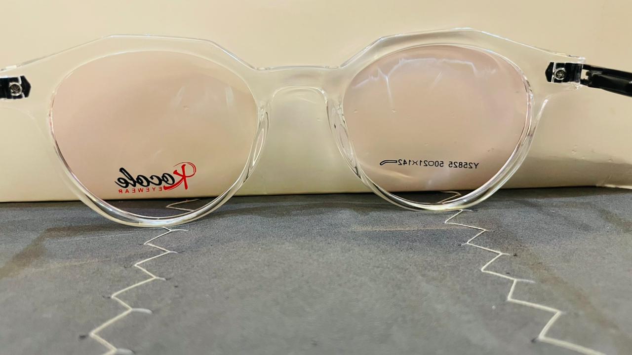 Kocole Y25825 Clear Geometric Eyeglasses | Black Temples & Gold Accents | Saad Optics