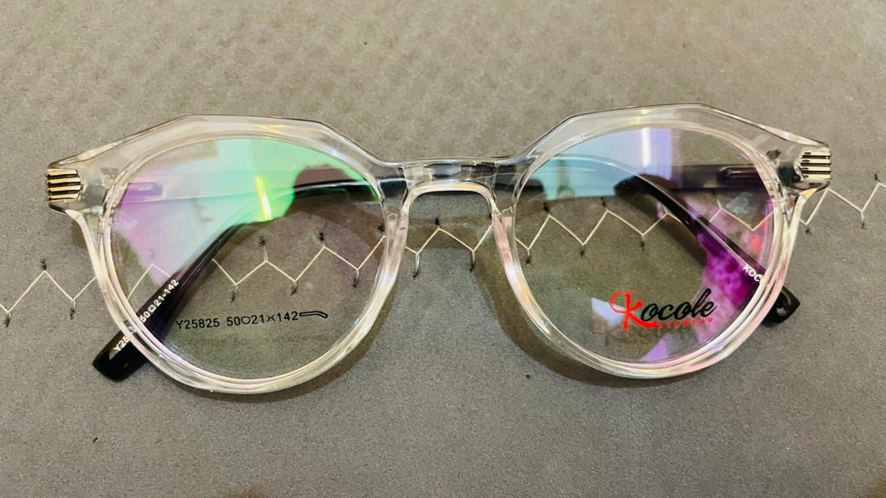 Kocole Y25825 Clear Geometric Eyeglasses | Black Temples & Gold Accents | Saad Optics