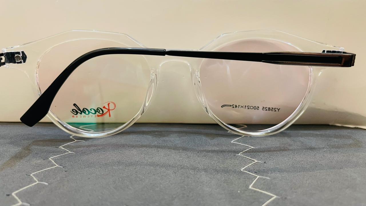 Kocole Y25825 Clear Geometric Eyeglasses | Black Temples & Gold Accents | Saad Optics