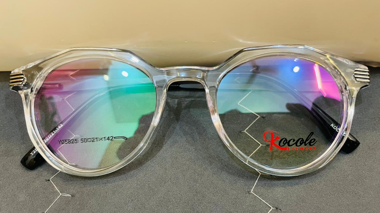Kocole Y25825 Clear Geometric Eyeglasses | Black Temples & Gold Accents | Saad Optics