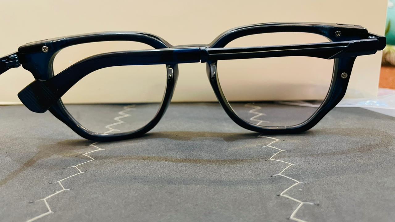 Navy Blue Browline Eyeglasses | Geometric Clubmaster Frame | Saad Optics