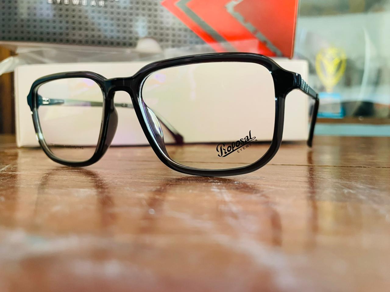 Proposal S76003 TR90 Rectangular Eyeglasses | Black & Gold Accents | Saad Optics
