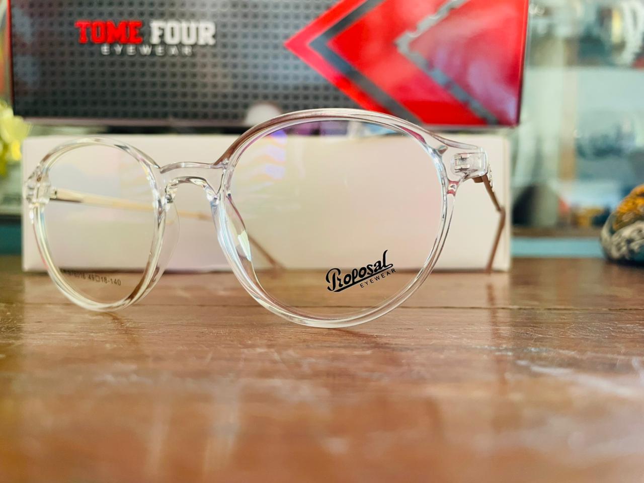 Proposal S76016 Clear Round Eyeglasses | Gold Temple Detail | Women's TR90 Frame | Saad Optics