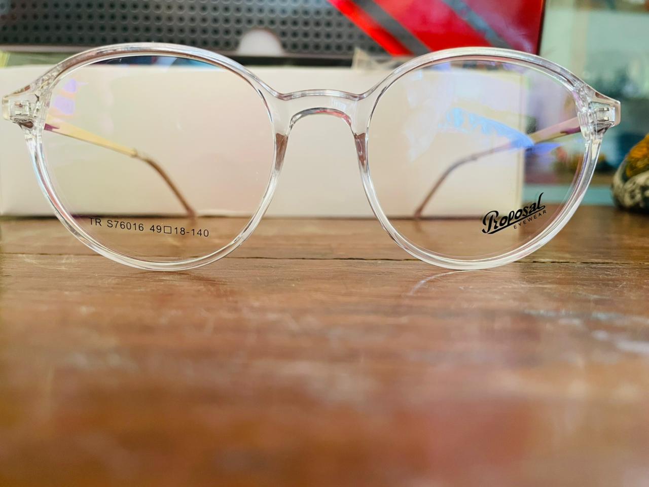 Proposal S76016 Clear Round Eyeglasses | Gold Temple Detail | Women's TR90 Frame | Saad Optics