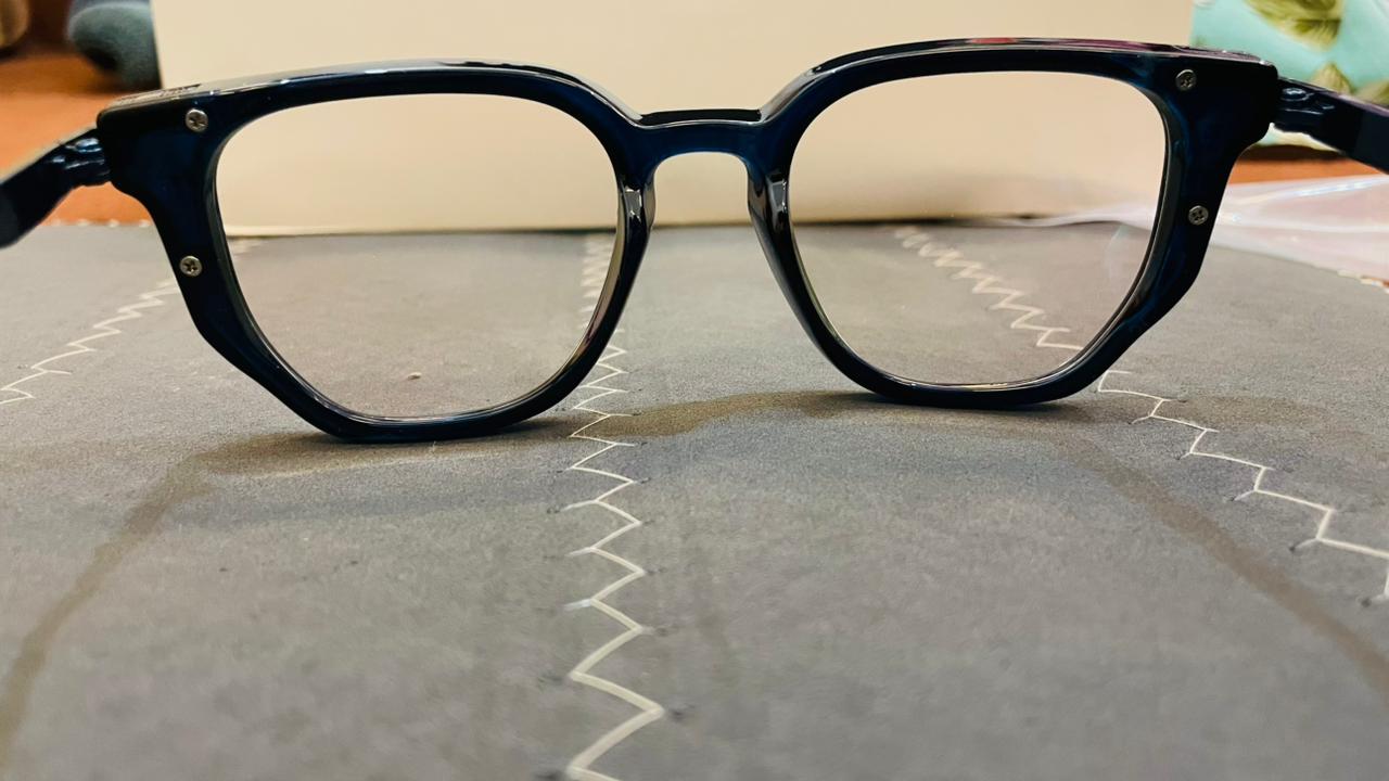 Navy Blue Browline Eyeglasses | Geometric Clubmaster Frame | Saad Optics