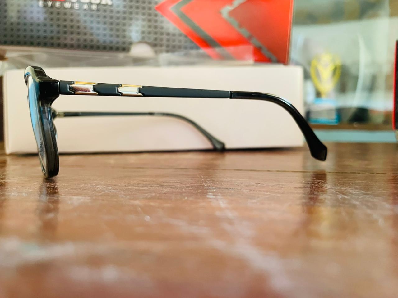 Proposal S76003 TR90 Rectangular Eyeglasses | Black & Gold Accents | Saad Optics