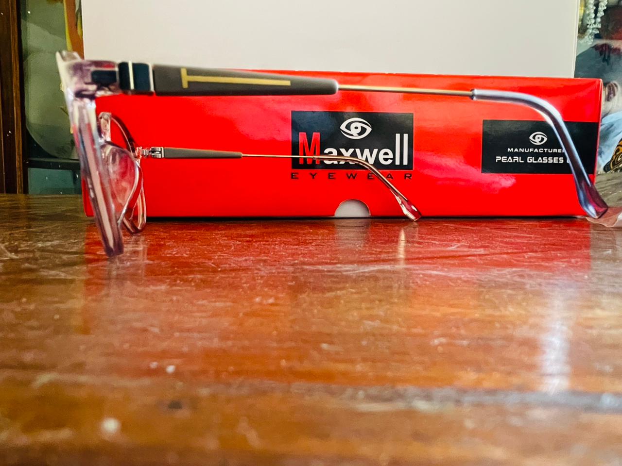 Maxwell Clear Round Eyeglasses | Pink-Tint Acetate & Metal Temples | Saad Optics