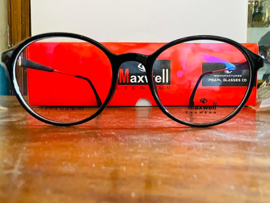 Maxwell Clear Round Eyeglasses | Pink-Tint Acetate & Metal Temples | Saad Optics