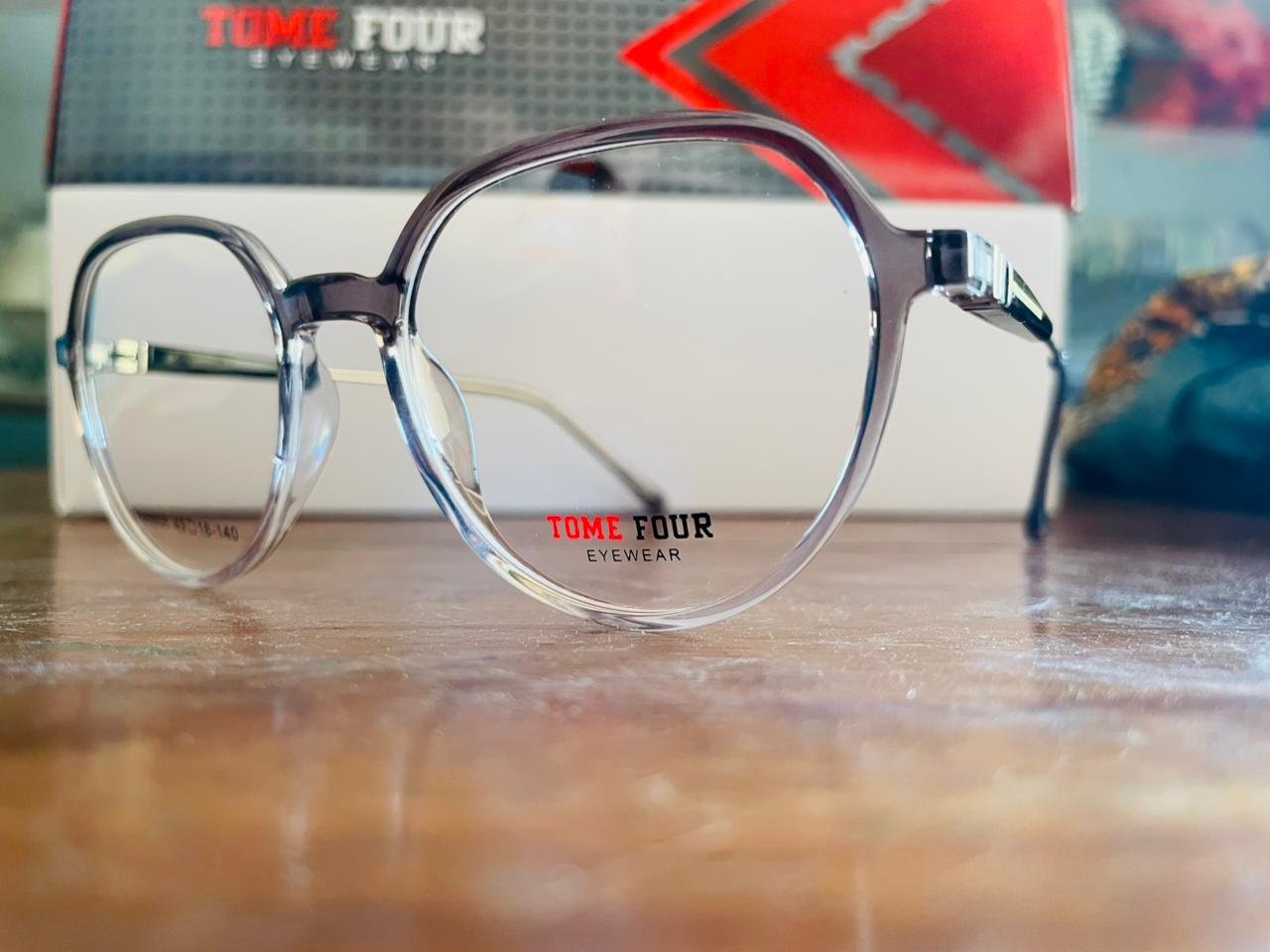 Tome Four TR85808 Geometric Transparent Eyeglasses | Lightweight TR90 Polygon Frame | Saad Optics