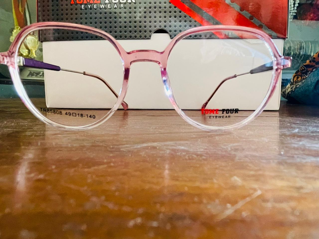 Tome Four TR85808 Geometric Transparent Eyeglasses | Lightweight TR90 Polygon Frame | Saad Optics