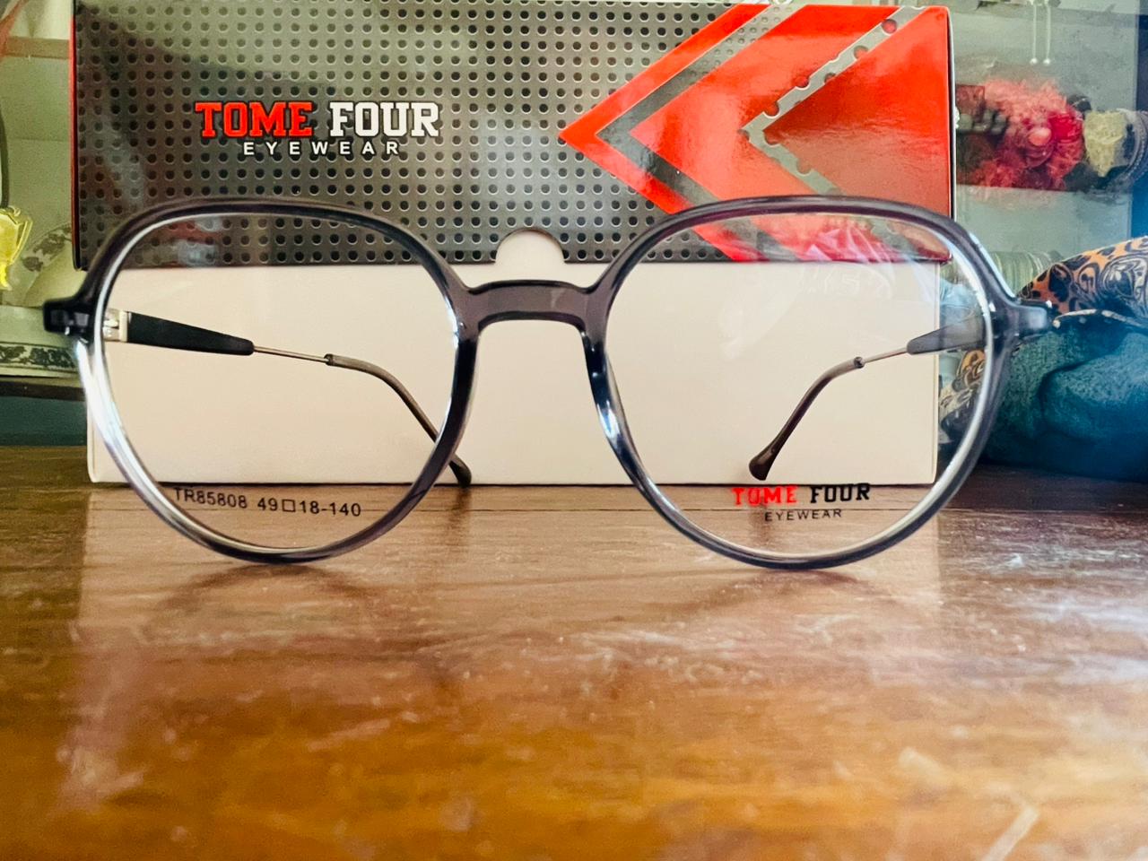 Tome Four TR85808 Geometric Transparent Eyeglasses | Lightweight TR90 Polygon Frame | Saad Optics
