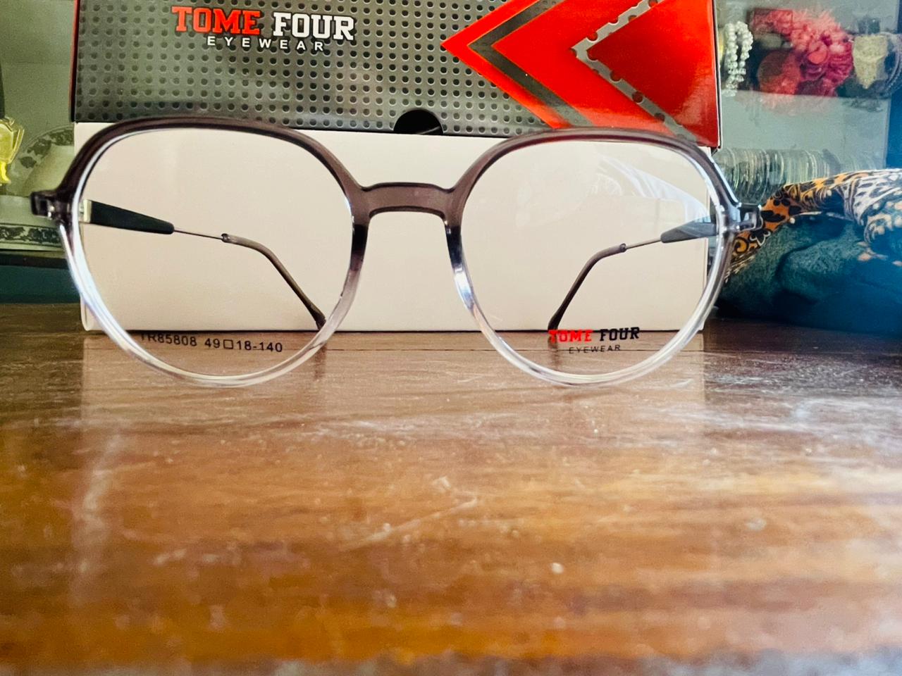 Tome Four TR85808 Geometric Transparent Eyeglasses | Lightweight TR90 Polygon Frame | Saad Optics