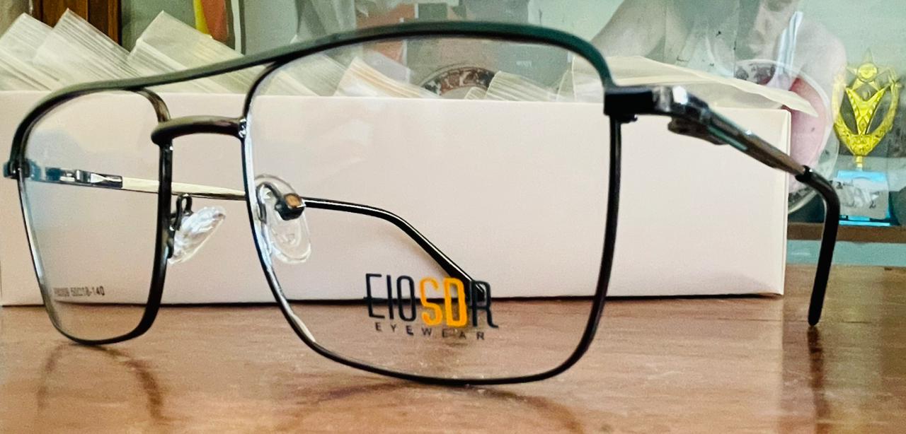 EIOSOR 930109 Large Double Bridge Glasses | Matte Black Metal XL Frame | Saad Optics