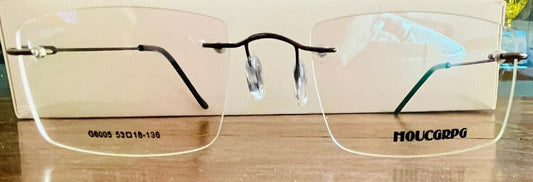 MOUCGRPG G6005 Rimless Eyeglasses | Lightweight Gunmetal Executive Frame | Saad Optics
