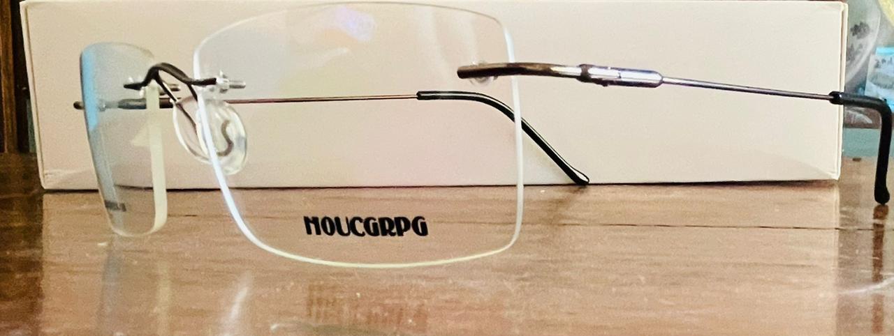 MOUCGRPG G6005 Rimless Eyeglasses | Lightweight Gunmetal Executive Frame | Saad Optics