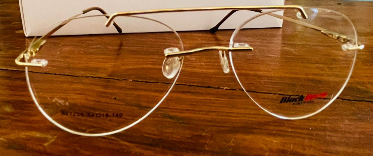 Black Berry 527256 Oversized Rimless Glasses | Double Bridge Round Frame | Saad Optics