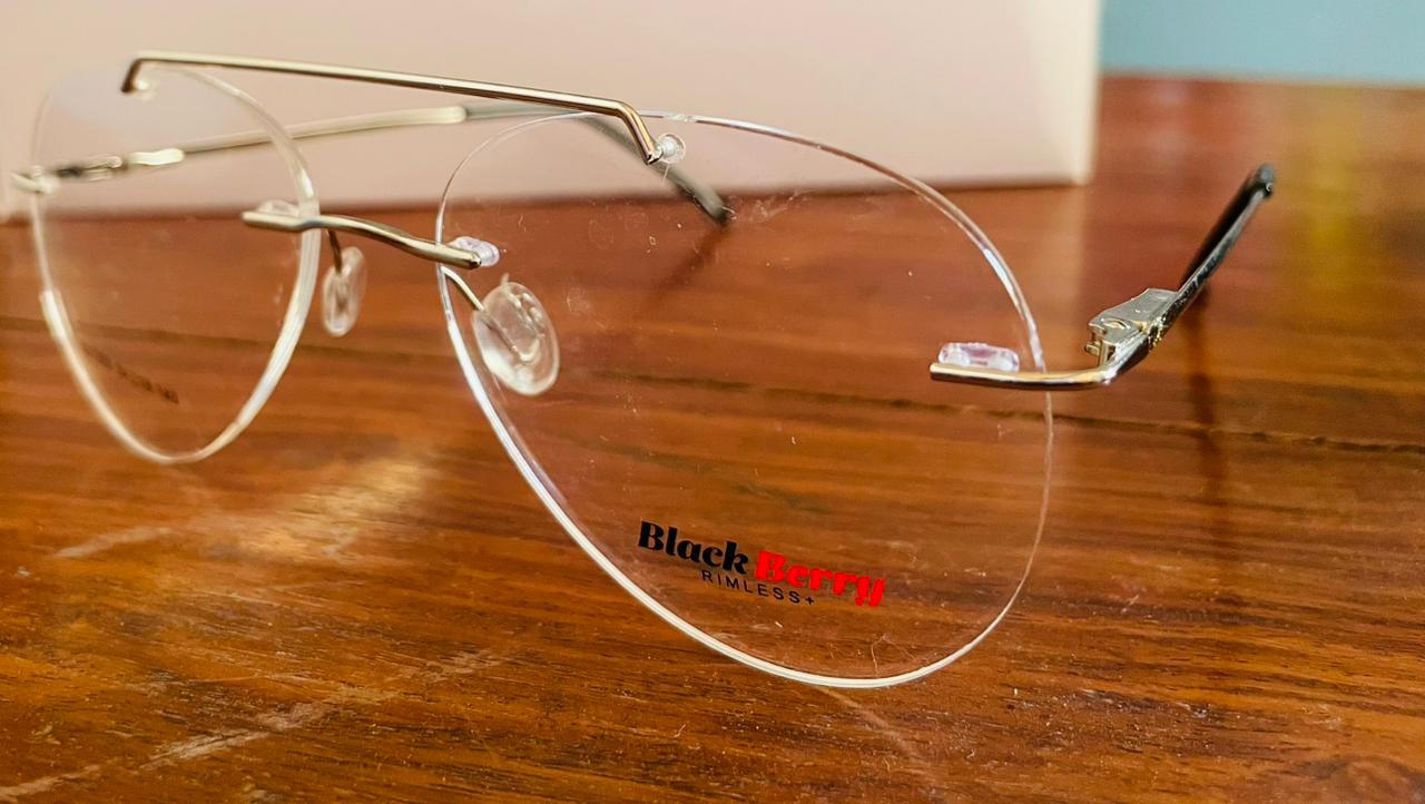 Black Berry 527256 Oversized Rimless Glasses | Double Bridge Round Frame | Saad Optics