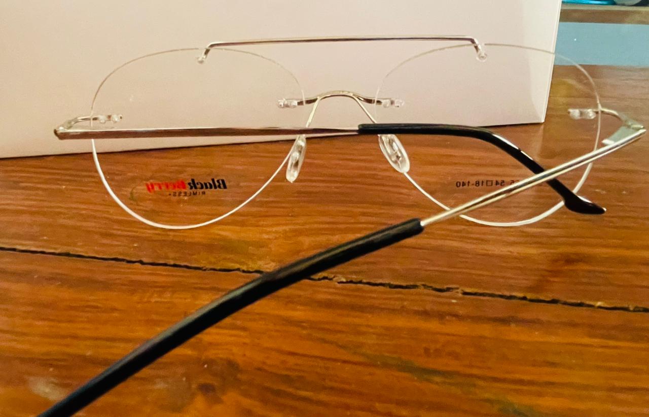 Black Berry 527256 Oversized Rimless Glasses | Double Bridge Round Frame | Saad Optics