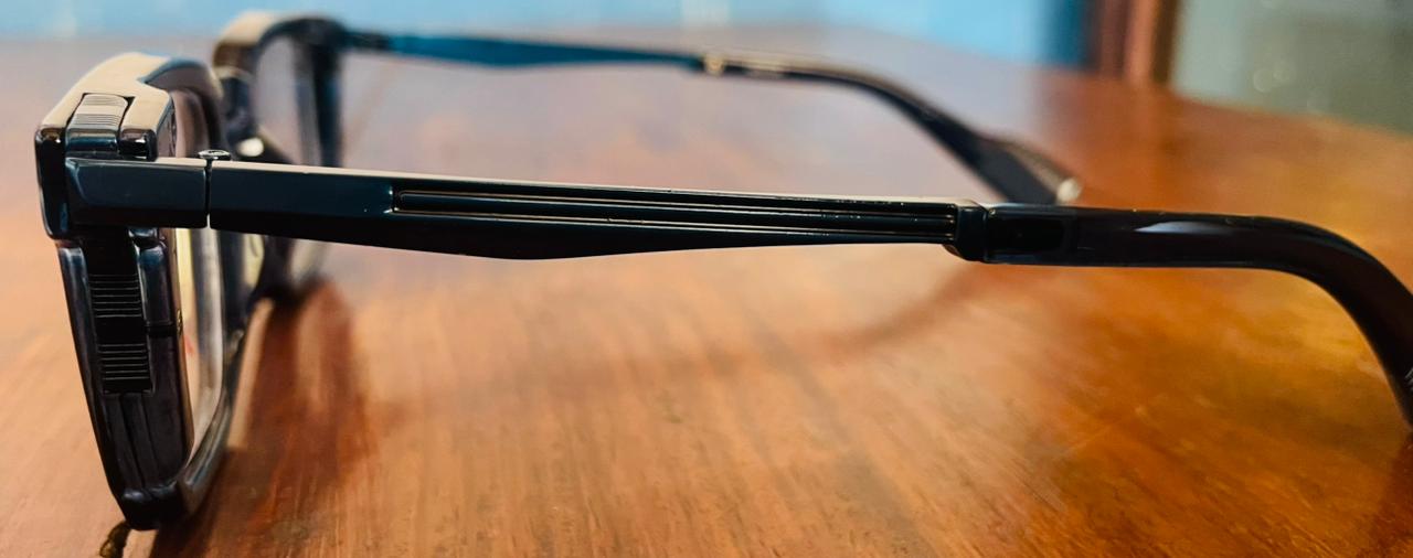 Nerstar 58009 Bold Square Eyeglasses | Glossy Black Wide Bridge Frame | Saad Optics
