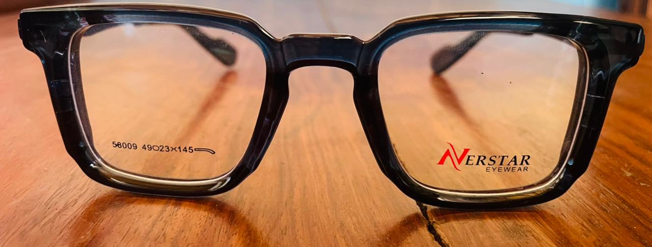 Nerstar 58009 Bold Square Eyeglasses | Glossy Black Wide Bridge Frame | Saad Optics