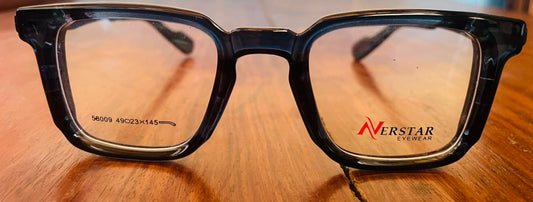 Nerstar 58009 Bold Square Eyeglasses | Glossy Black Wide Bridge Frame | Saad Optics